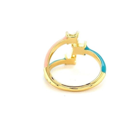 Pura Vida Teal/Pink Enamel Ring - Picture 4 of 10